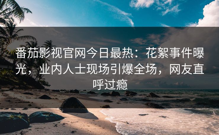 番茄影视官网今日最热：花絮事件曝光，业内人士现场引爆全场，网友直呼过瘾