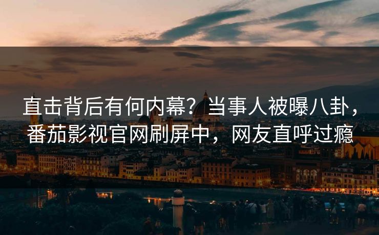 直击背后有何内幕？当事人被曝八卦，番茄影视官网刷屏中，网友直呼过瘾
