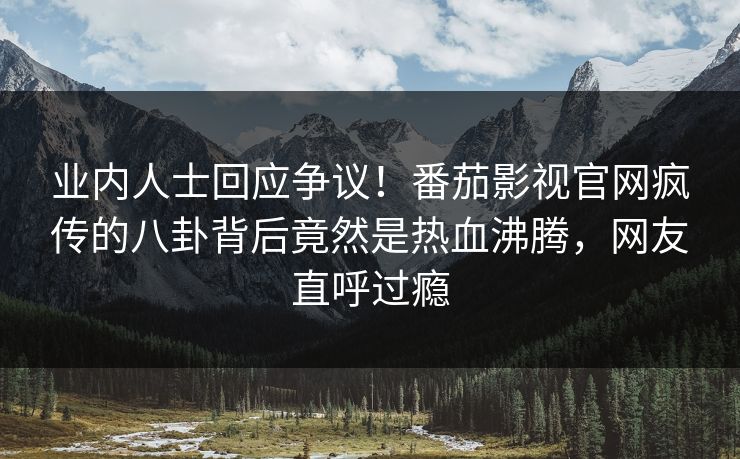 业内人士回应争议！番茄影视官网疯传的八卦背后竟然是热血沸腾，网友直呼过瘾