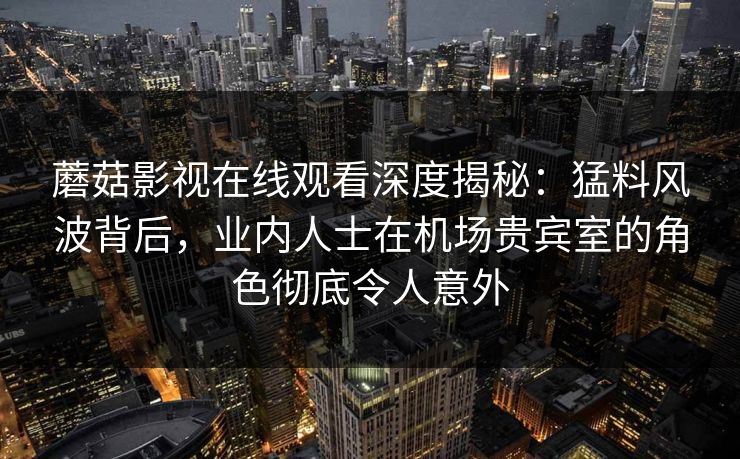蘑菇影视在线观看深度揭秘：猛料风波背后，业内人士在机场贵宾室的角色彻底令人意外