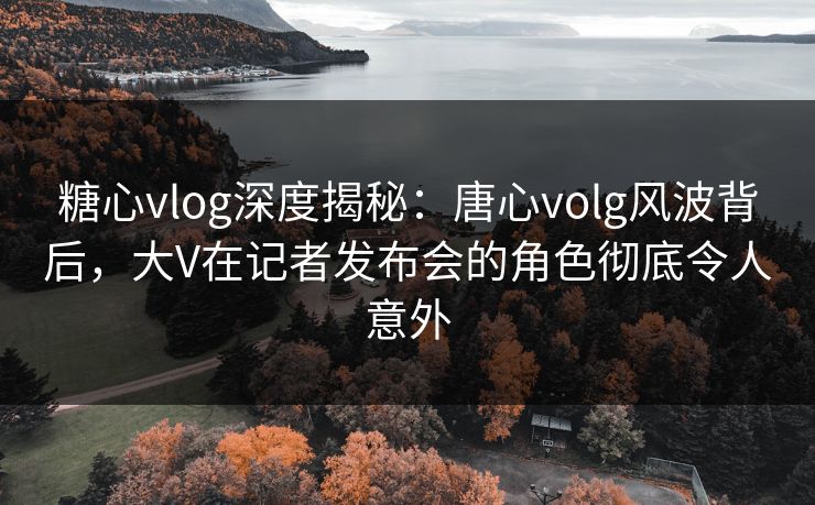 糖心vlog深度揭秘：唐心volg风波背后，大V在记者发布会的角色彻底令人意外