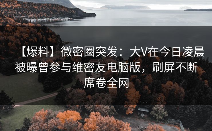【爆料】微密圈突发：大V在今日凌晨被曝曾参与维密友电脑版，刷屏不断席卷全网